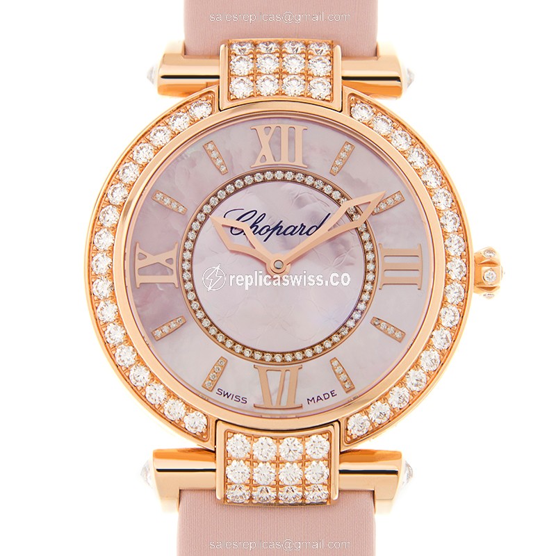Chopard Imperiale Replica - Auto - 18kt Rose Gold - Pink Dial & Diamonds - Buckle Clasp